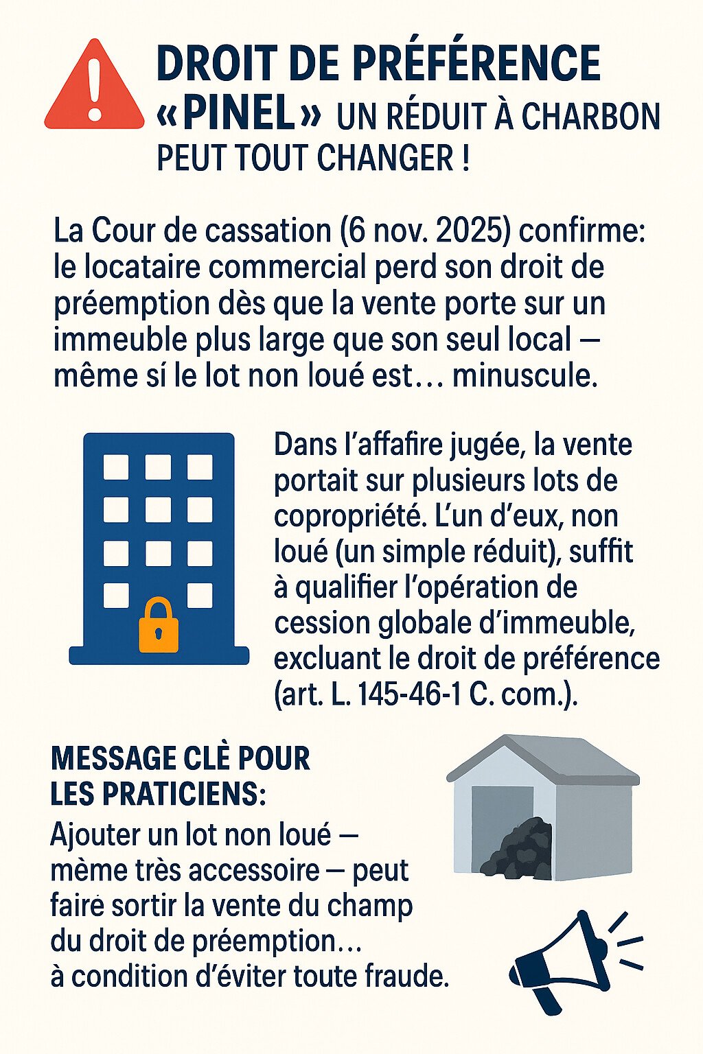 Droit de préférence « Pinel » : la Cour de cassation précise les exceptions liées à la vente globale d’immeuble